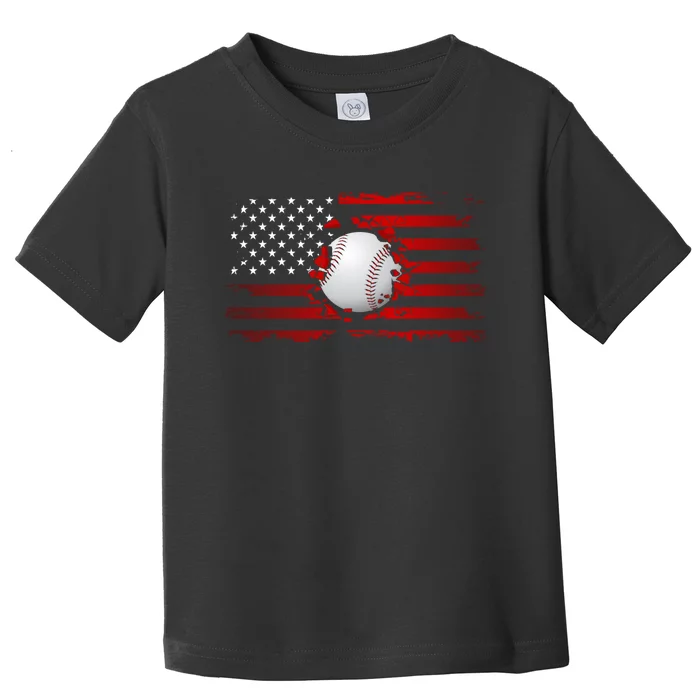 American Flag Baseball Baseball Toddler T-Shirt