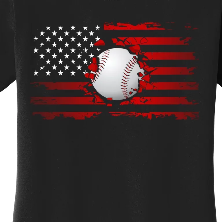 American Flag Baseball Baseball Women's T-Shirt