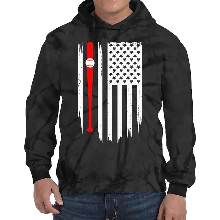 American Flag Baseball funny Baseball player Tie Dye Hoodie