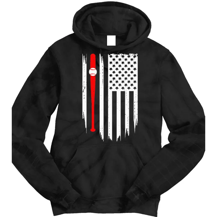 American Flag Baseball funny Baseball player Tie Dye Hoodie