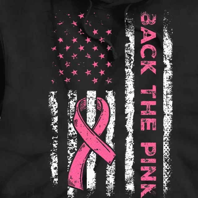 American Flag Back the Pink Breast Cancer Awareness Ribbon Tie Dye Hoodie