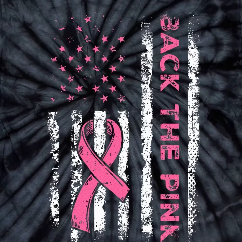 American Flag Back the Pink Breast Cancer Awareness Ribbon Tie-Dye T-Shirt