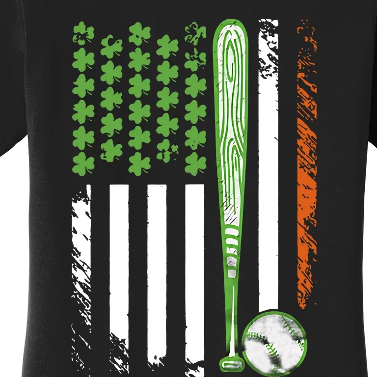 American Flag Baseball Shamrock Baseball Player For Lover Trending Gift Idea Women's T-Shirt