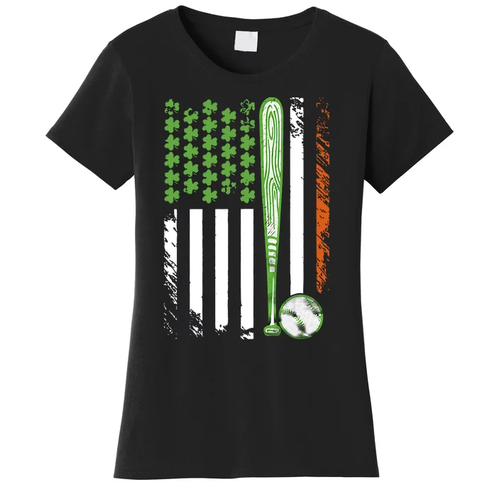 American Flag Baseball Shamrock Baseball Player For Lover Trending Gift Idea Women's T-Shirt