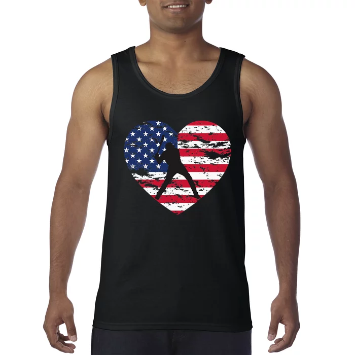 American Flag Baseball Heart shaped Tank Top