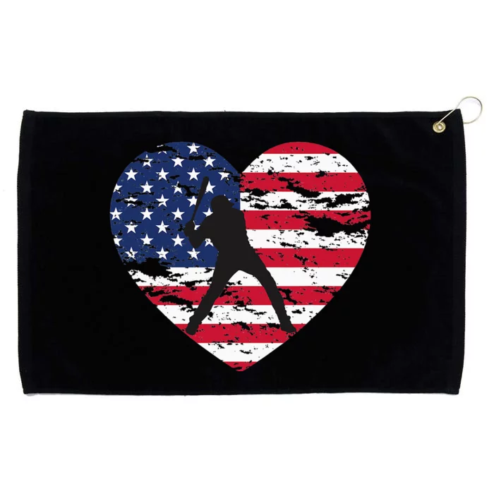 American Flag Baseball Heart shaped Grommeted Golf Towel