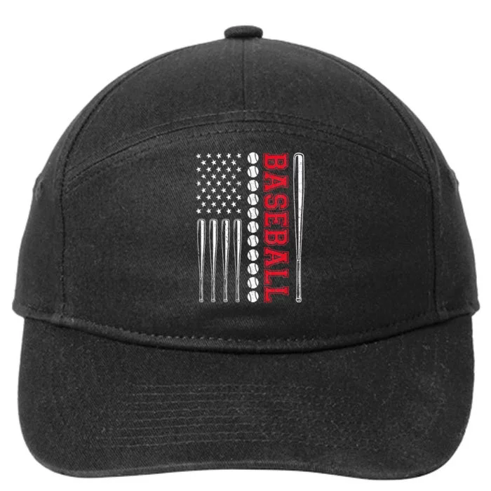 American Flag Baseball Team Gift 7-Panel Snapback Hat