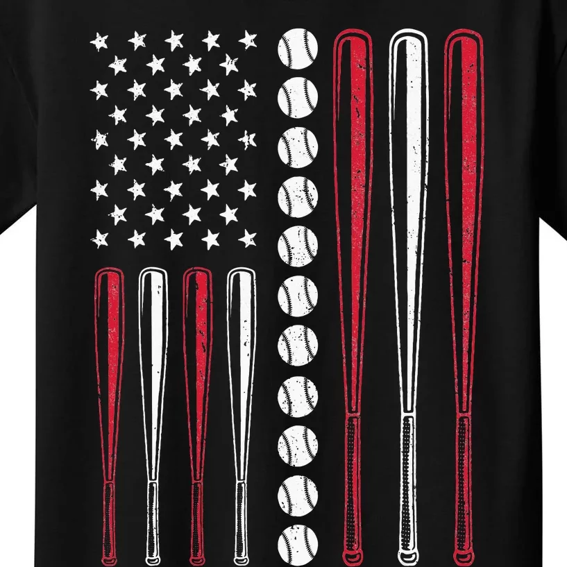 American Flag Baseball Team Gift Kids T-Shirt