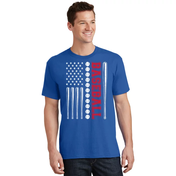 American Flag Baseball Team Gift T-Shirt