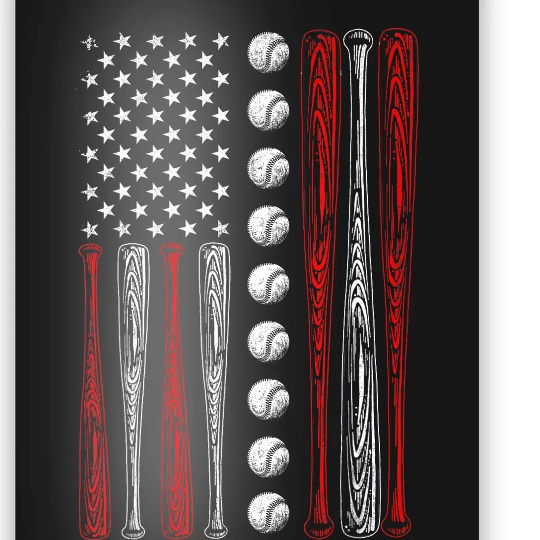 American Flag Baseball Red White Blue 4th Of July Men Poster