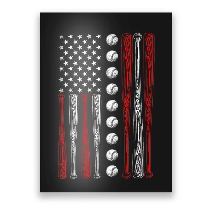 American Flag Baseball Red White Blue 4th Of July Men Poster