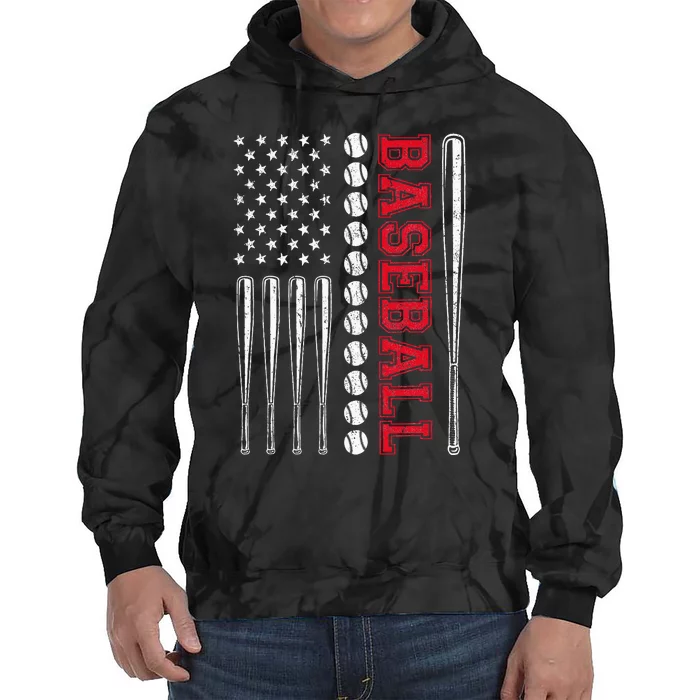 American Flag Baseball Team Tie Dye Hoodie