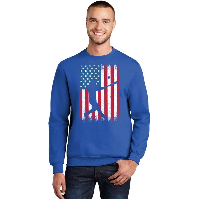 American Flag Baseball Team Gift Gift Sweatshirt