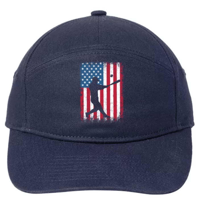 American Flag Baseball Team Gift Gift 7-Panel Snapback Hat