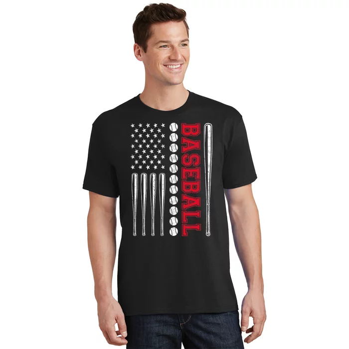 American Flag Baseball Team Gift T-Shirt