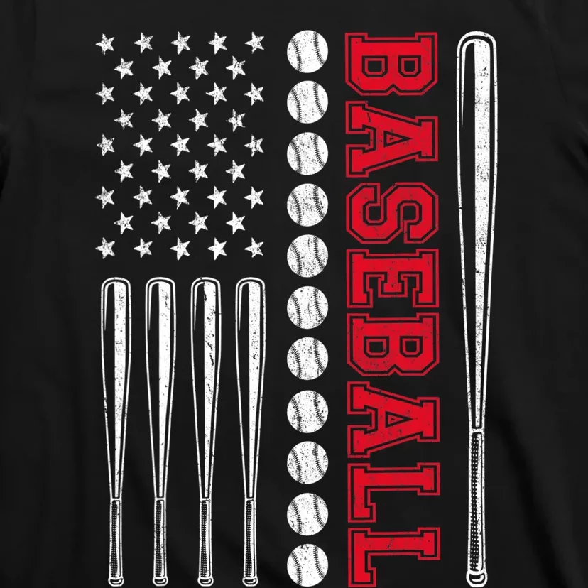 American Flag Baseball Team Gift T-Shirt