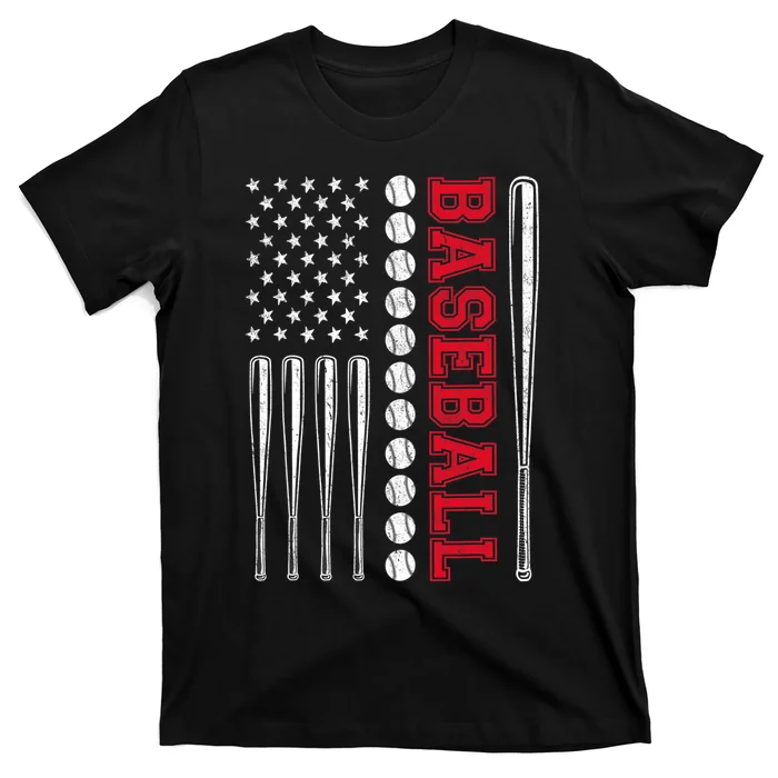 American Flag Baseball Team Gift T-Shirt