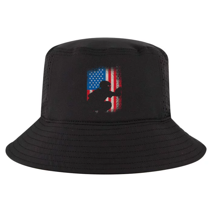 American Flag Baseball Catcher Usa Flag Baseball Cool Comfort Performance Bucket Hat