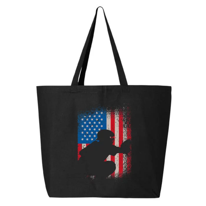 American Flag Baseball Catcher Usa Flag Baseball 25L Jumbo Tote