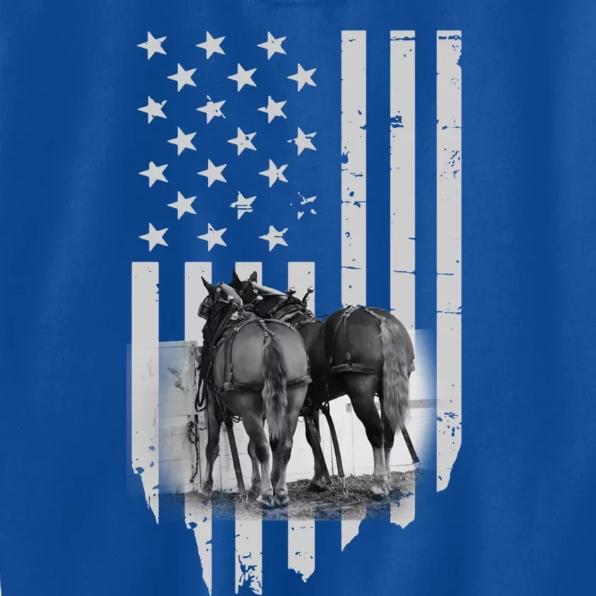 American Flag Belgian Draft Horses Gift For Farmer Gift Kids Sweatshirt