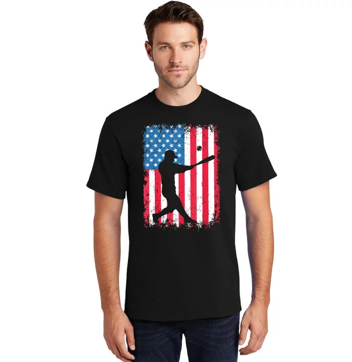 American Flag Baseball Team Gift Tall T-Shirt