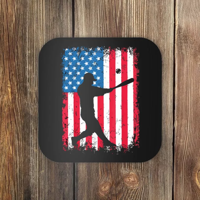 American Flag Baseball Team Gift Coaster