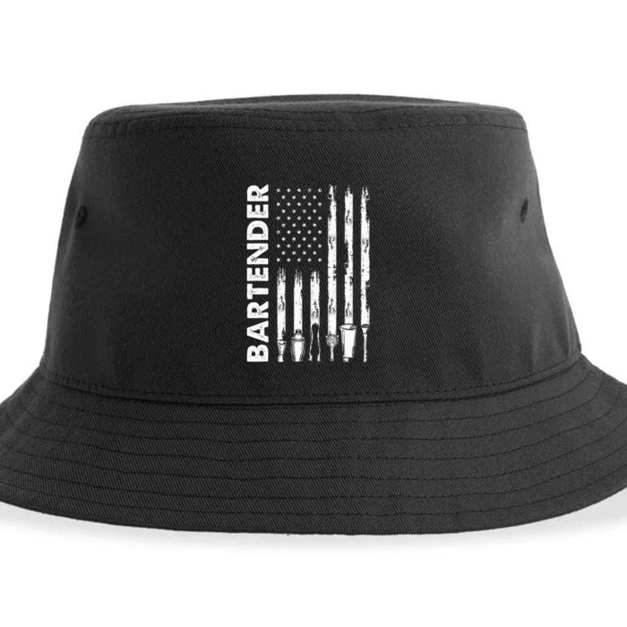 American Flag Bartender Sustainable Bucket Hat