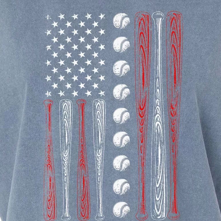 American Flag Baseball Red White Blue 4th Of July Garment-Dyed Women's Muscle Tee