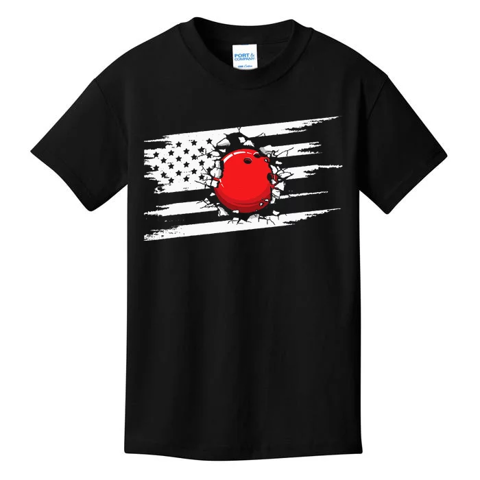 American Flag Bowling  Bowling Kids T-Shirt