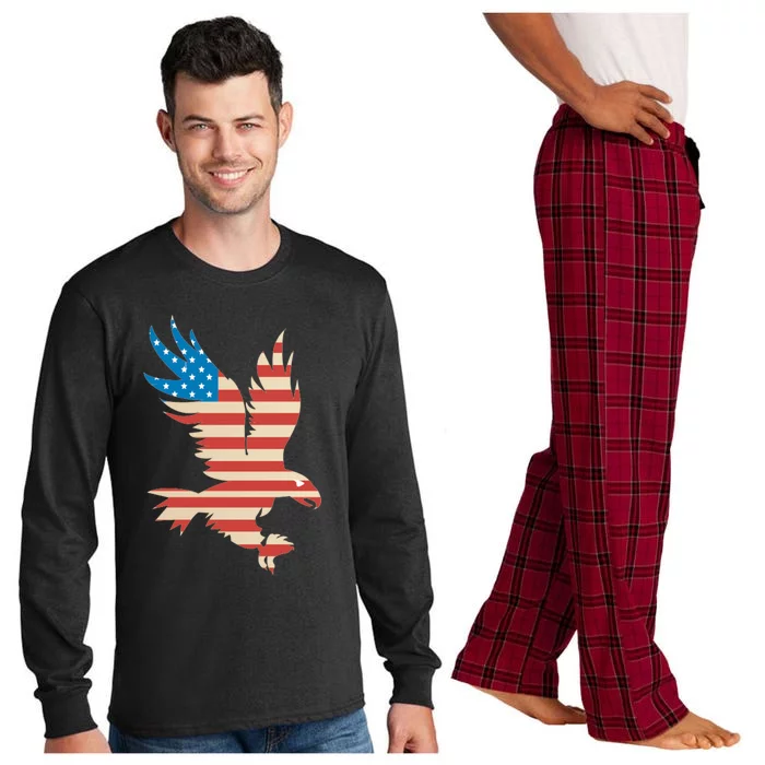 American Flag Bald Eagle Great Gift Funny Gift Usa Cute Gift Long Sleeve Pajama Set