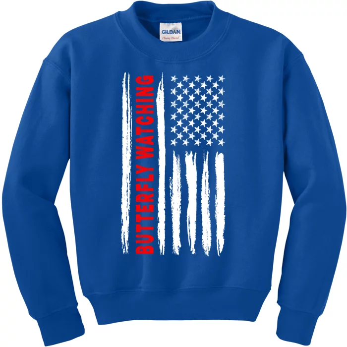 American Flag Butterfly Watching Coach Usa Cute Gift Kids Sweatshirt