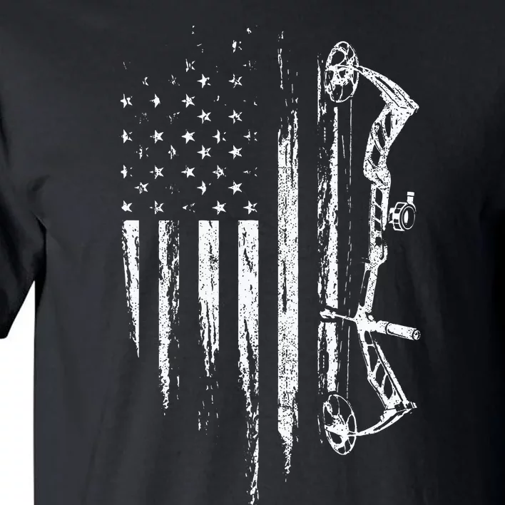 American Flag Bowhunting Bow Archery Gift For Deer Hunter Tall T-Shirt