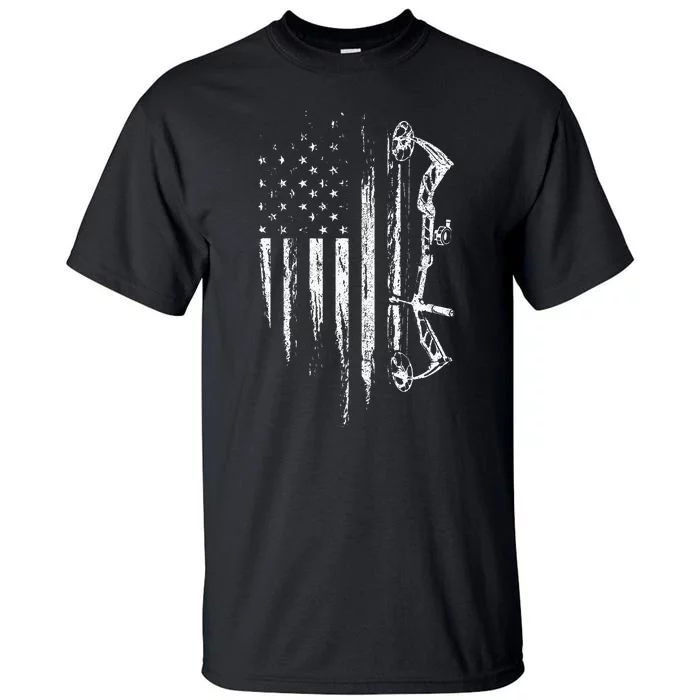 American Flag Bowhunting Bow Archery Gift For Deer Hunter Tall T-Shirt