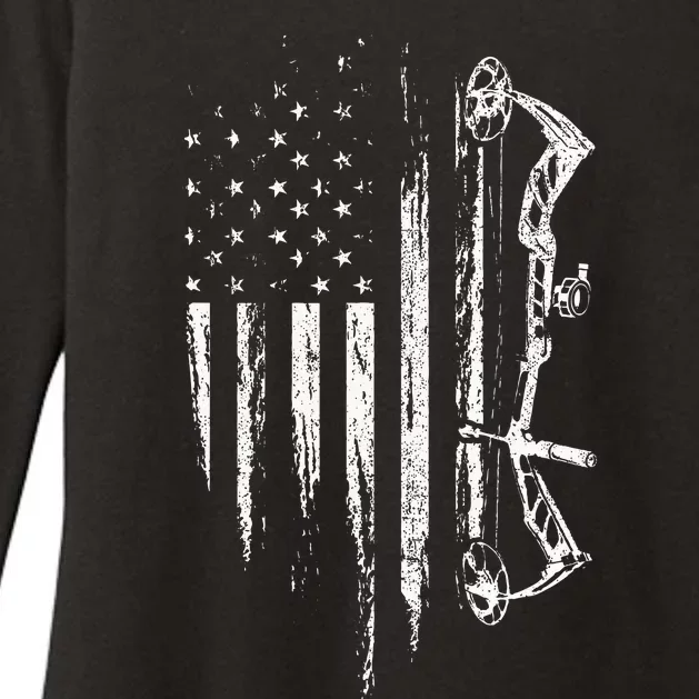 American Flag Bowhunting Bow Archery Gift For Deer Hunter Womens CVC Long Sleeve Shirt