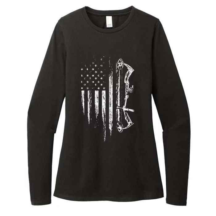 American Flag Bowhunting Bow Archery Gift For Deer Hunter Womens CVC Long Sleeve Shirt