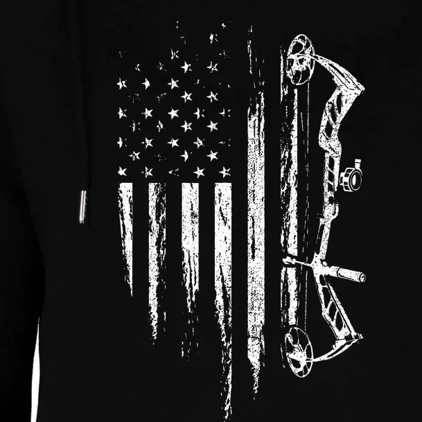 American Flag Bowhunting Bow Archery Gift For Deer Hunter Womens Funnel Neck Pullover Hood