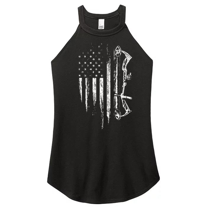 American Flag Bowhunting Bow Archery Gift For Deer Hunter Women’s Perfect Tri Rocker Tank