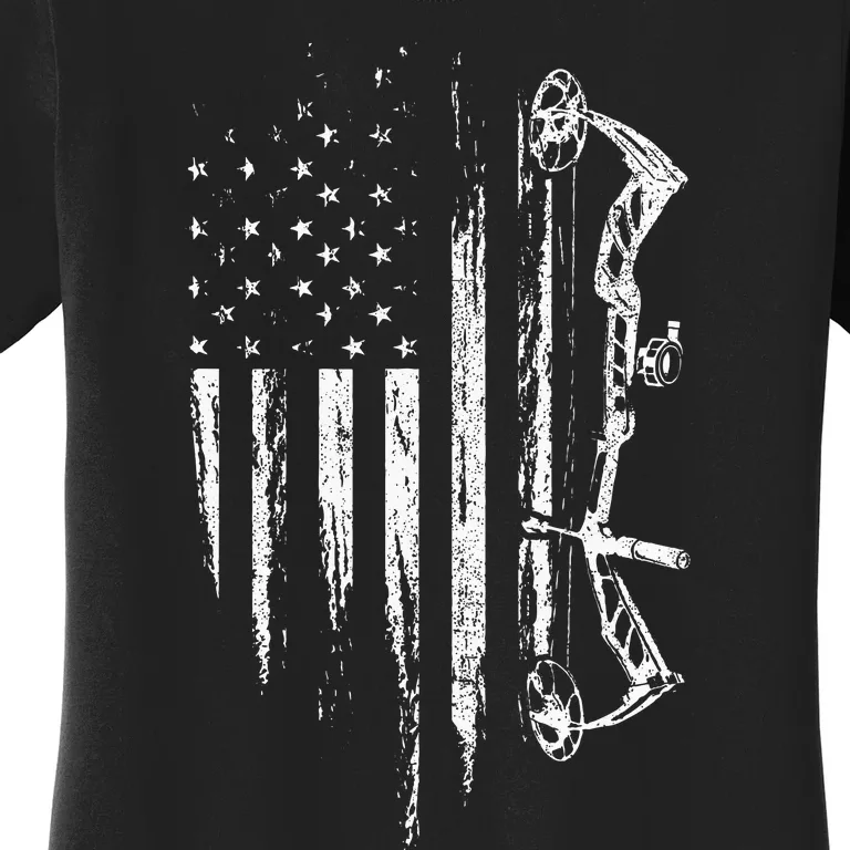 American Flag Bowhunting Bow Archery Gift For Deer Hunter Women's T-Shirt