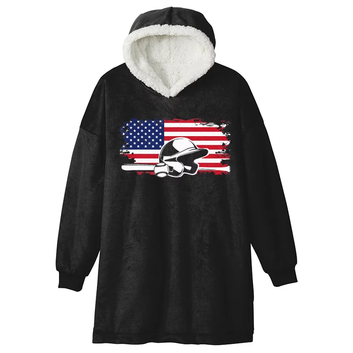 American Flag Baseball Clothing Baseball Hooded Wearable Blanket