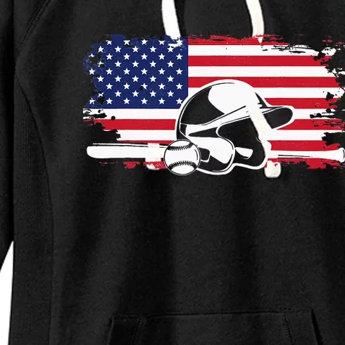 American Flag Baseball Clothing Baseball Women's Fleece Hoodie