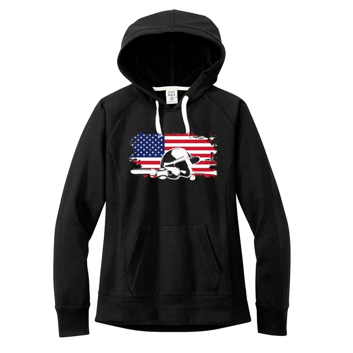 American Flag Baseball Clothing Baseball Women's Fleece Hoodie