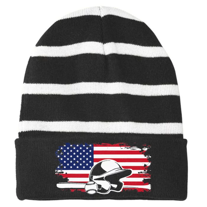 American Flag Baseball Clothing Baseball Striped Beanie with Solid Band