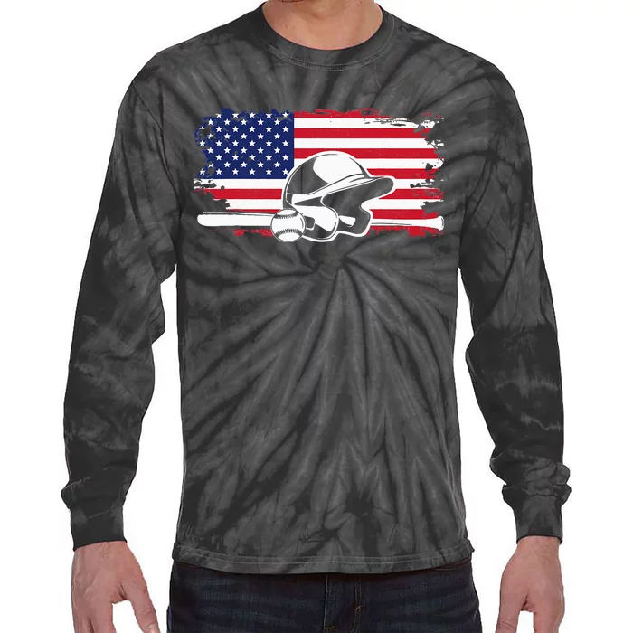 American Flag Baseball Clothing Baseball Tie-Dye Long Sleeve Shirt