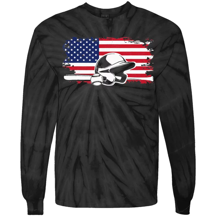 American Flag Baseball Clothing Baseball Tie-Dye Long Sleeve Shirt