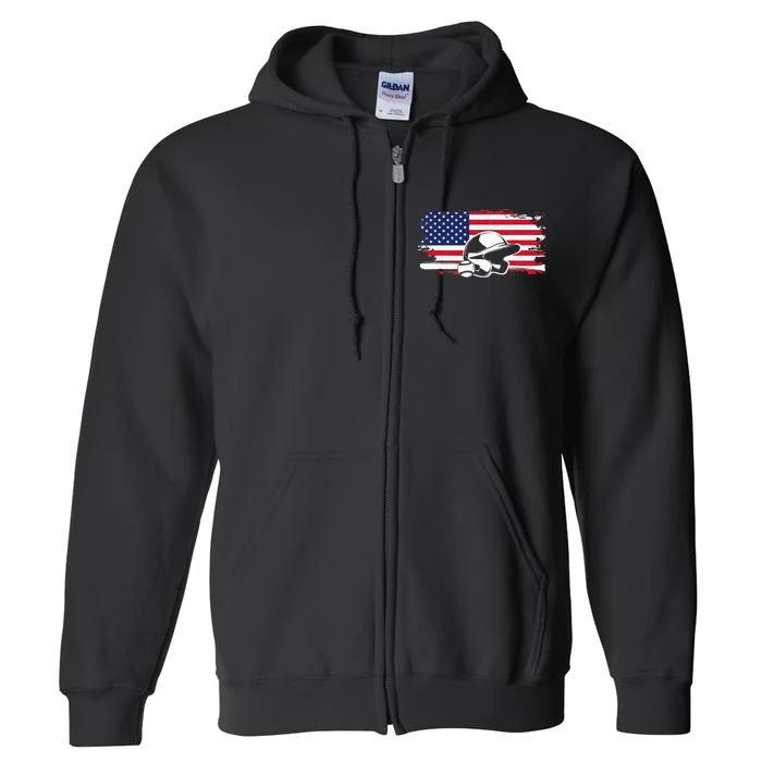 American Flag Baseball Clothing Baseball Full Zip Hoodie