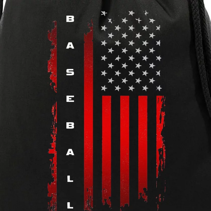 American Flag Baseball Apparel Baseball Drawstring Bag