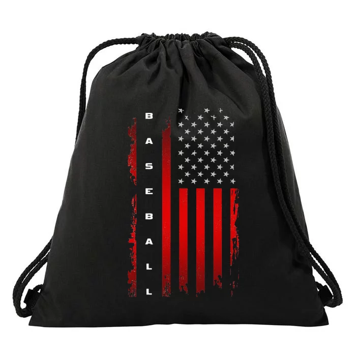 American Flag Baseball Apparel Baseball Drawstring Bag