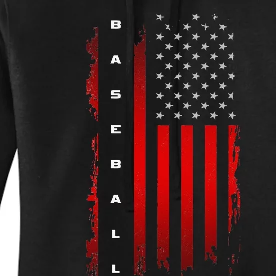 American Flag Baseball Apparel Baseball Women's Pullover Hoodie