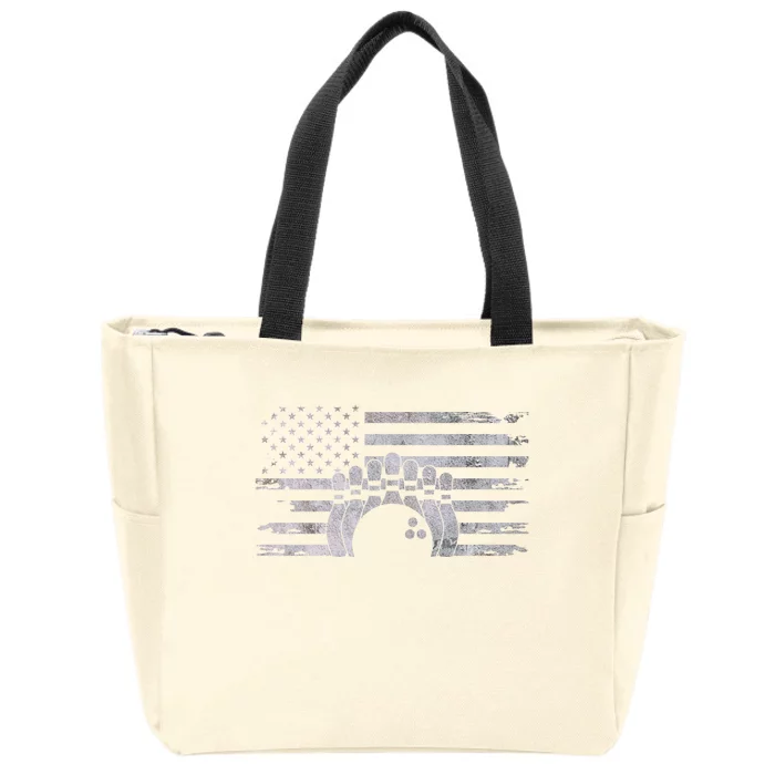 American Flag Bowling A Cool Bowling Gift Zip Tote Bag