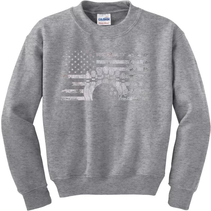 American Flag Bowling A Cool Bowling Gift Kids Sweatshirt